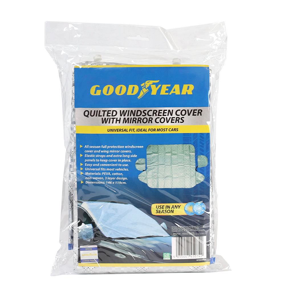 Goodyear Quilted Car Windscreen Cover|Wing Mirror Covers | Snow Ice Frost