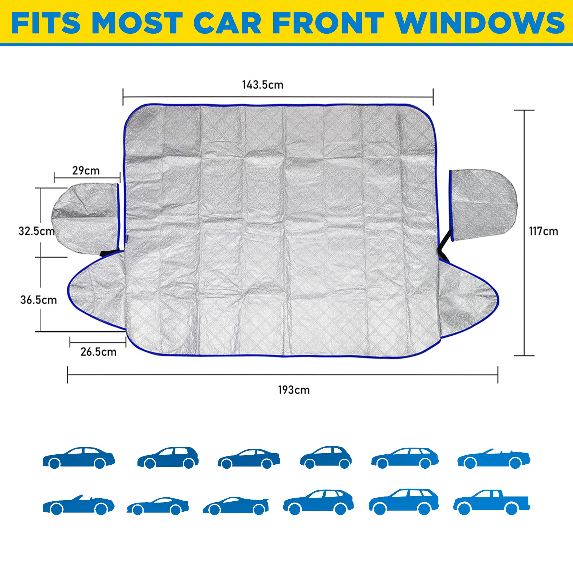 Goodyear Quilted Car Windscreen Cover|Wing Mirror Covers | Snow Ice Frost