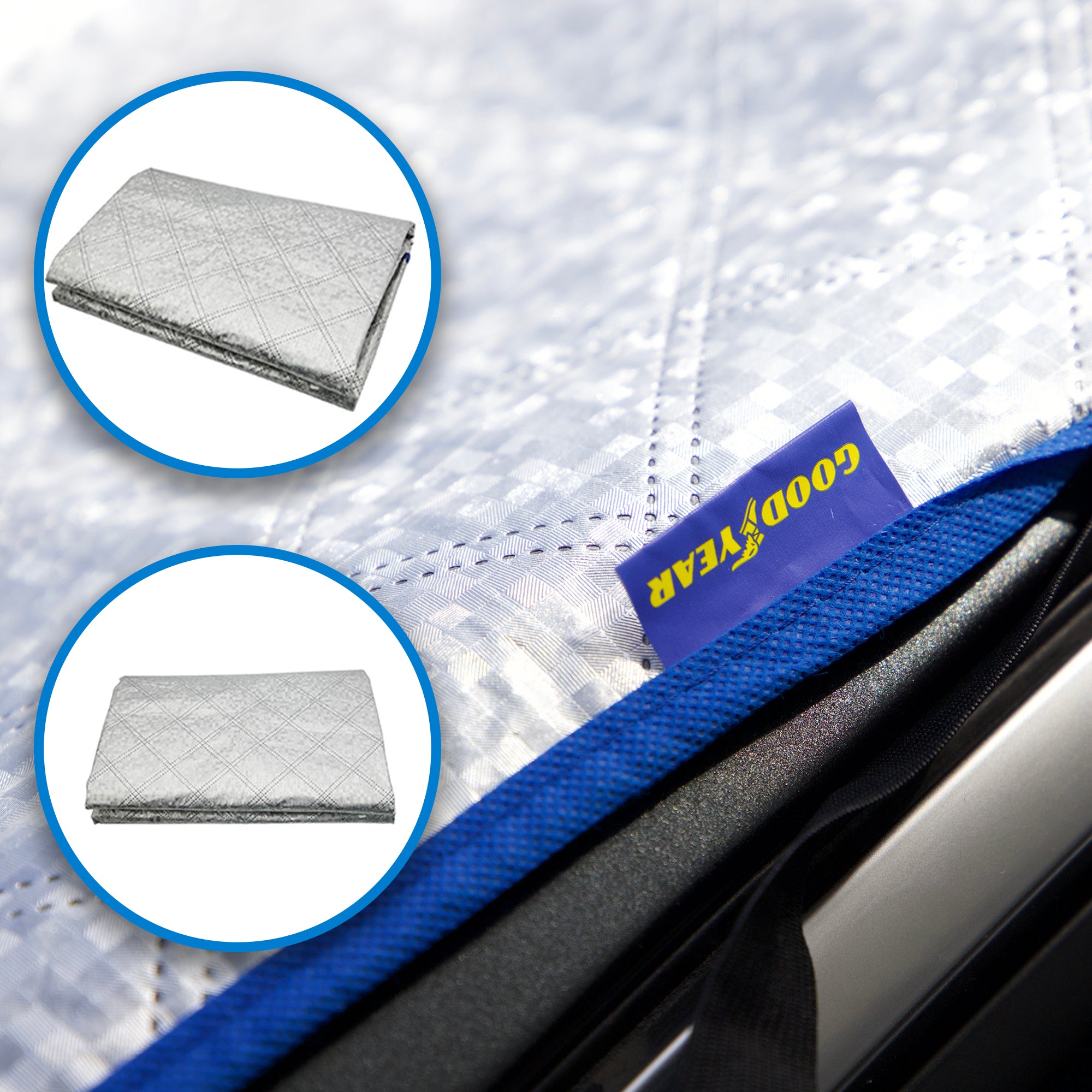 Goodyear Quilted Car Windscreen Cover|Wing Mirror Covers | Snow Ice Frost