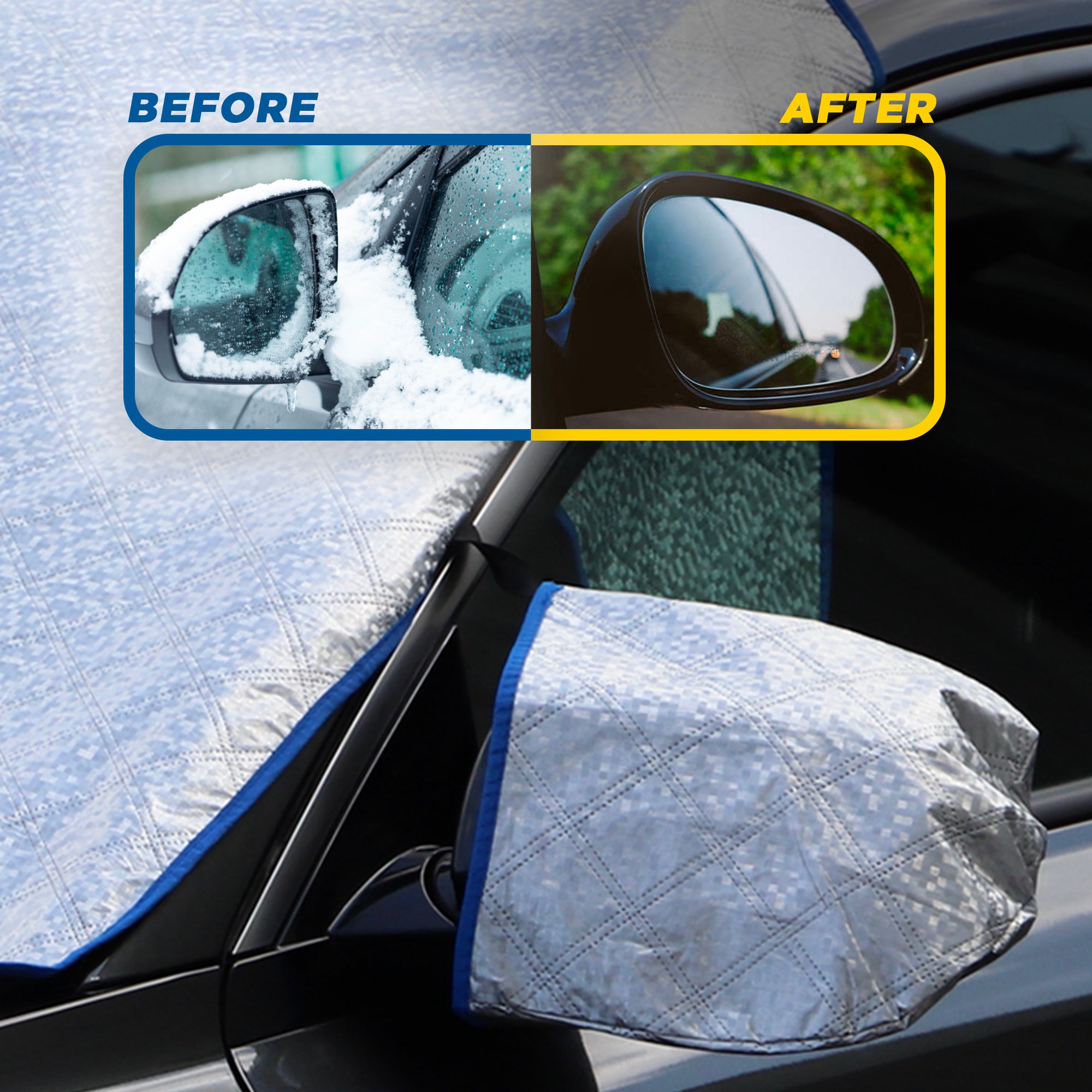 Goodyear Quilted Car Windscreen Cover|Wing Mirror Covers | Snow Ice Frost