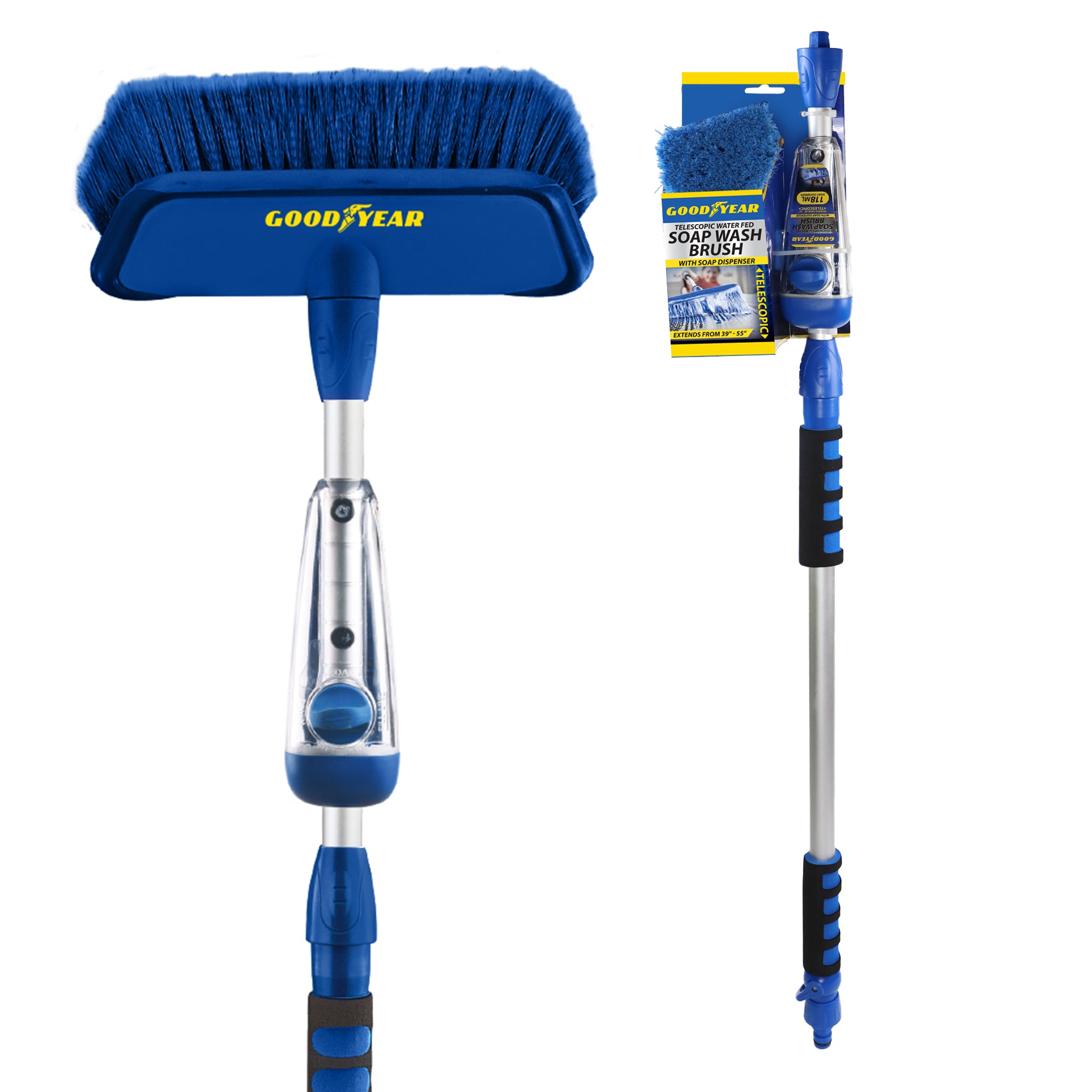 Telescopic Water Fed Wash Brush Cleaner with 118ml Soap Dispenser Extend 39