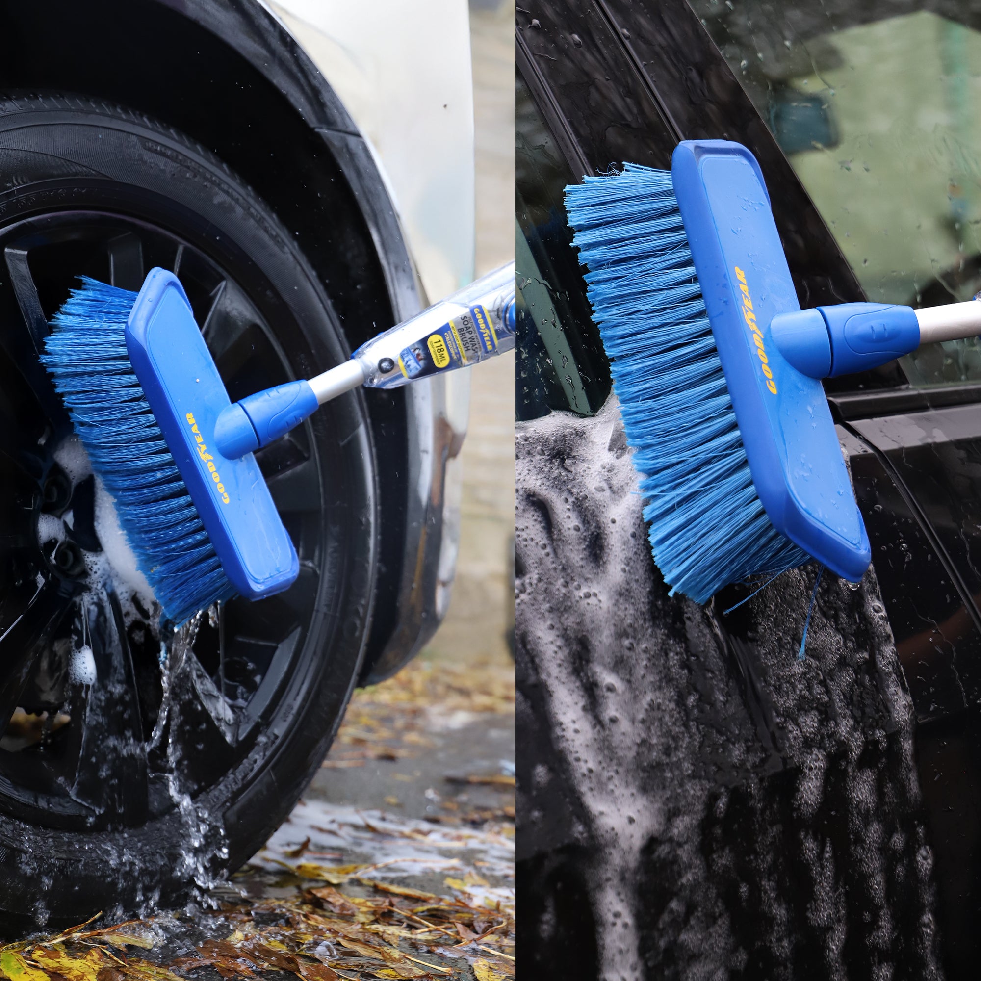 Telescopic Water Fed Wash Brush Cleaner with 118ml Soap Dispenser Extend 39