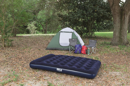 Double Air Bed Built In Pump Camping Sleeping Inflatable Mattress 203x152x28cm