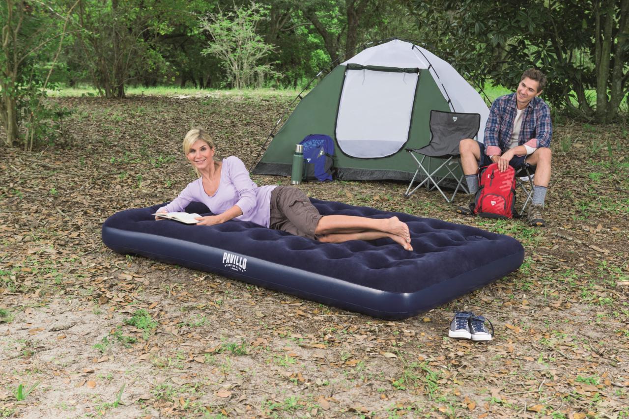 Double Air Bed Built In Pump Camping Sleeping Inflatable Mattress 203x152x28cm