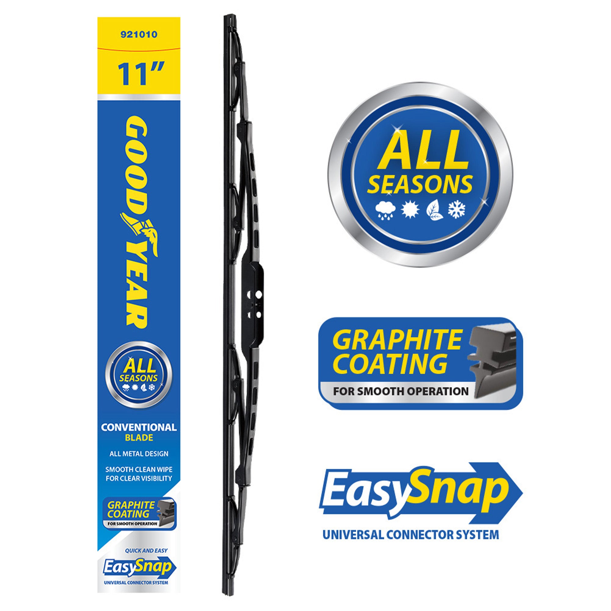 Goodyear Conventional Windscreen Metal Wiper Blades Car Wipers Replacement 11