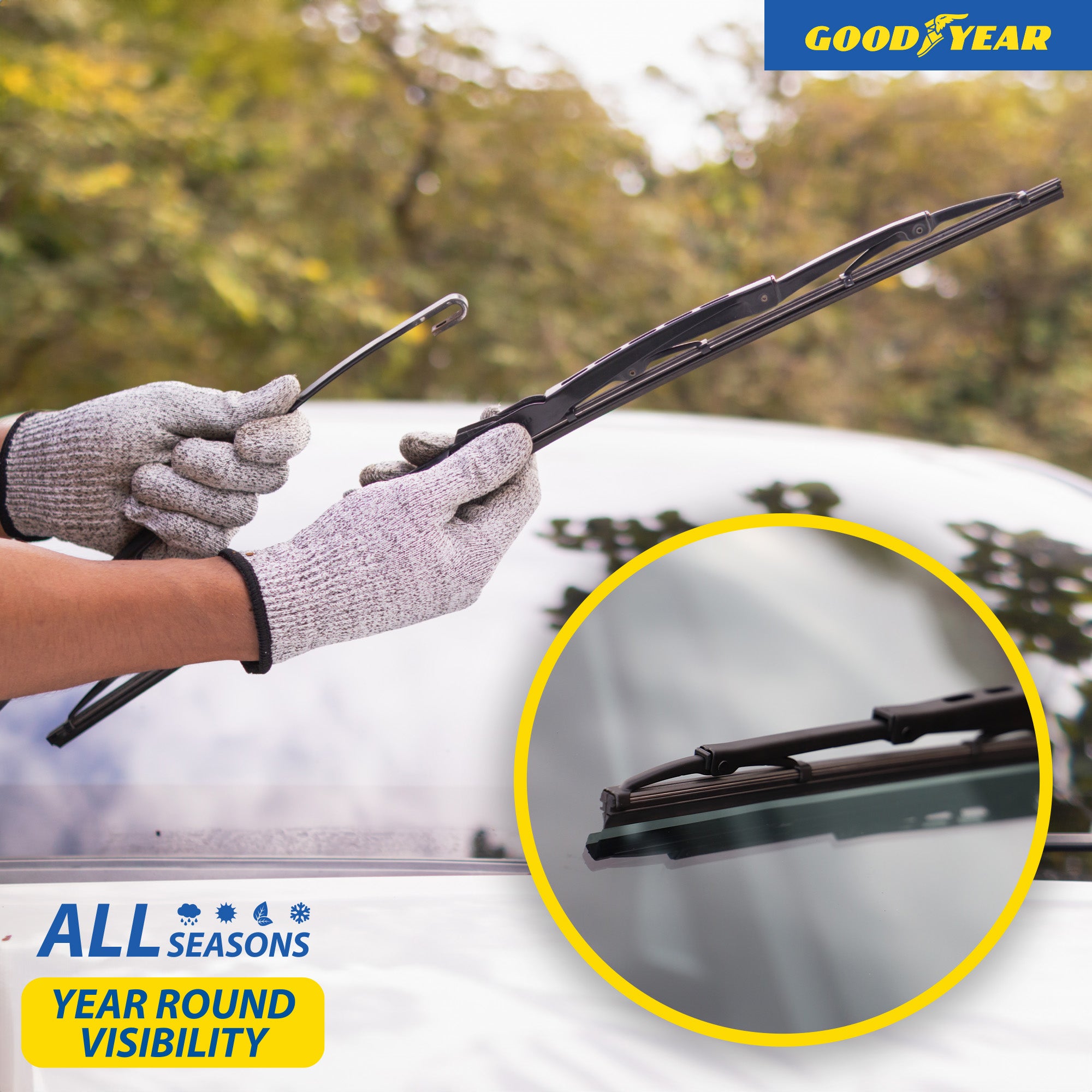Goodyear Conventional Windscreen Metal Wiper Blades Car Wipers Replacement 17