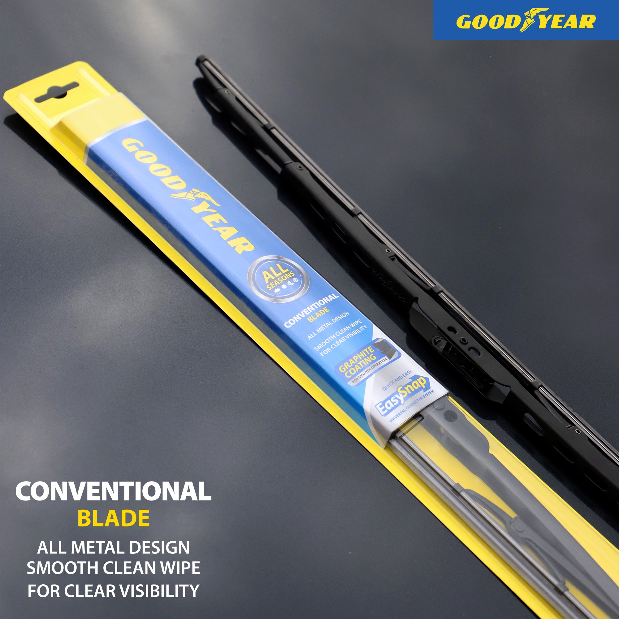 Goodyear Conventional Windscreen Metal Wiper Blades Car Wipers Replacement 18
