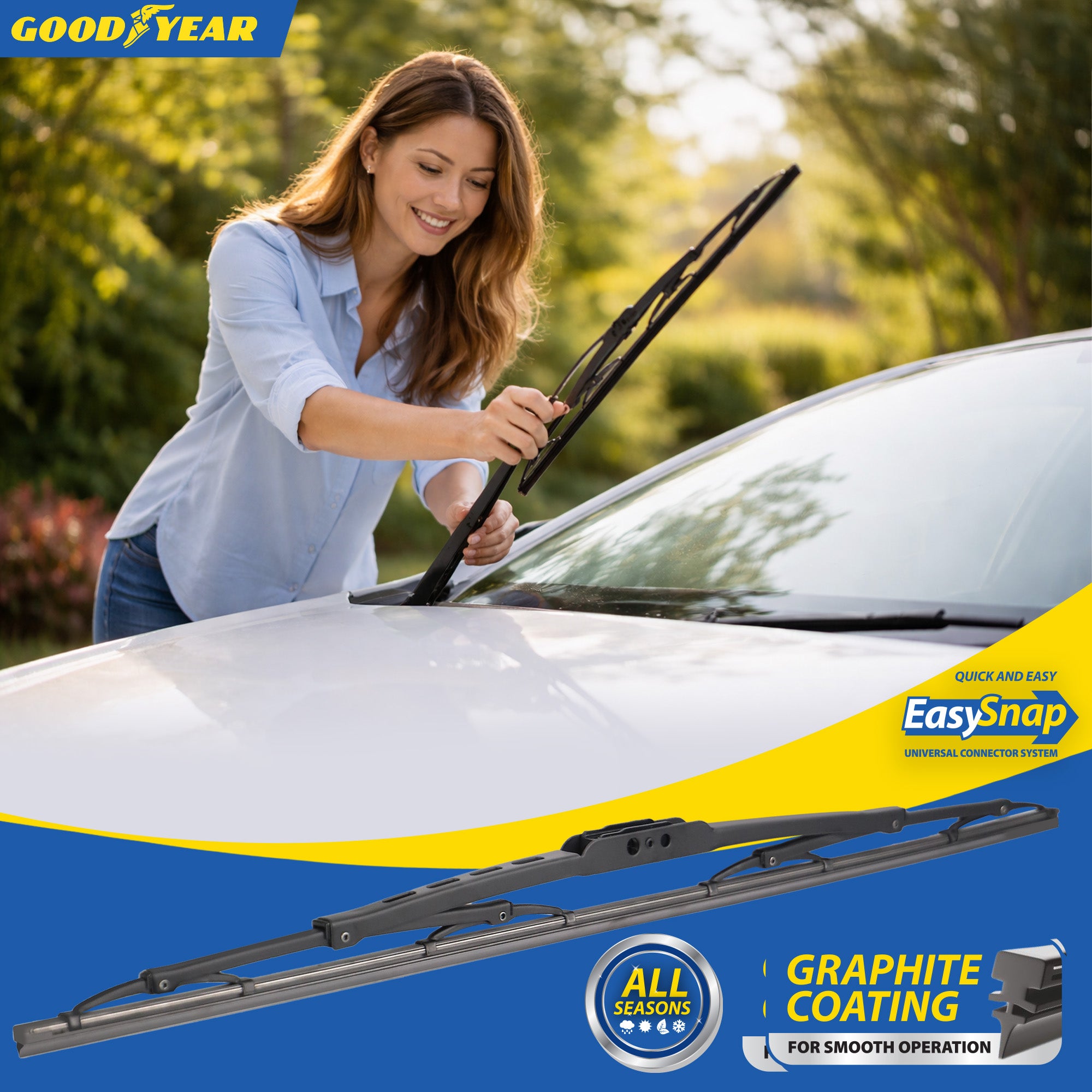 Goodyear Conventional Windscreen Metal Wiper Blades Car Wipers Replacement 28