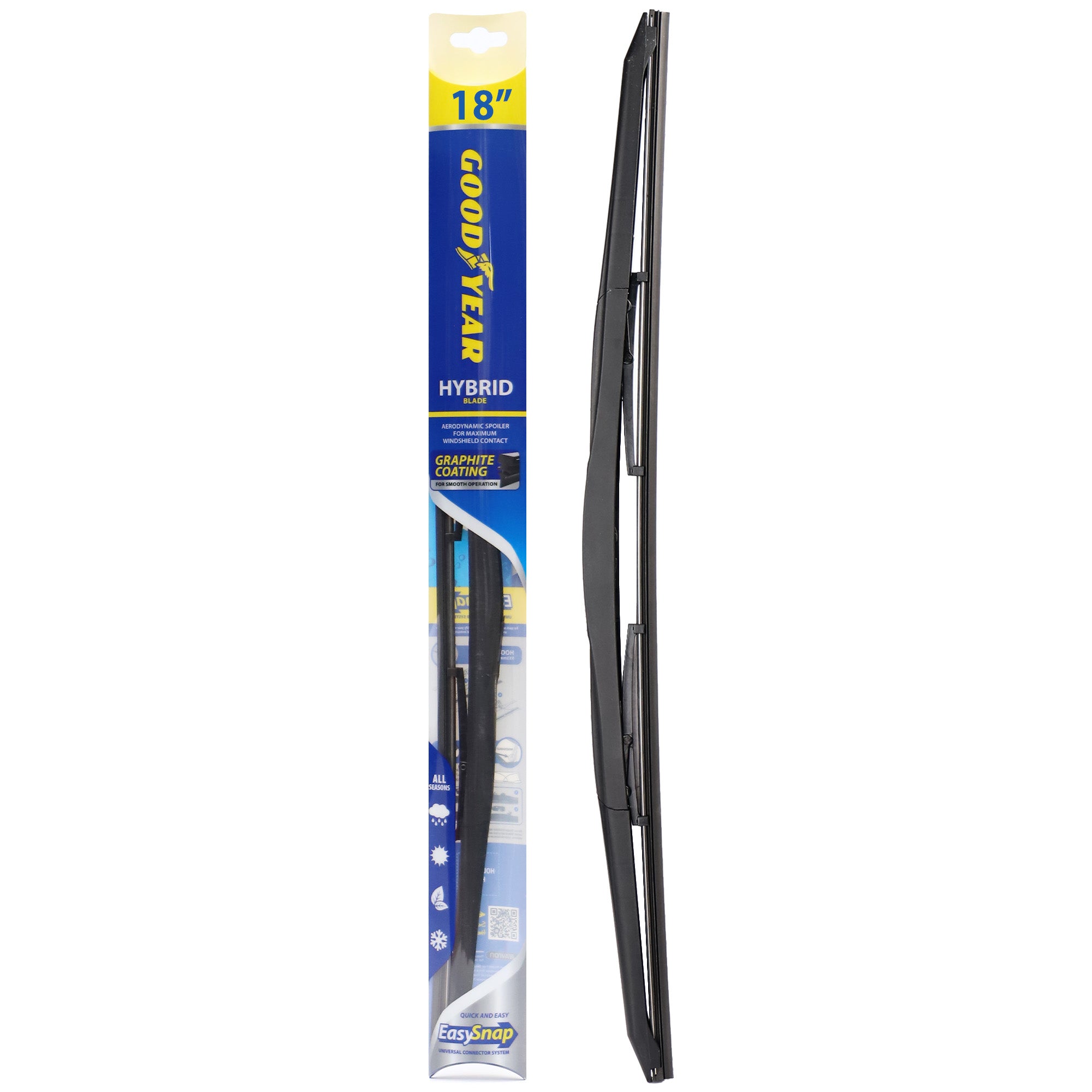 Goodyear Hybrid Windscreen Wiper Blades EasySnap Car Universal Replacement 18