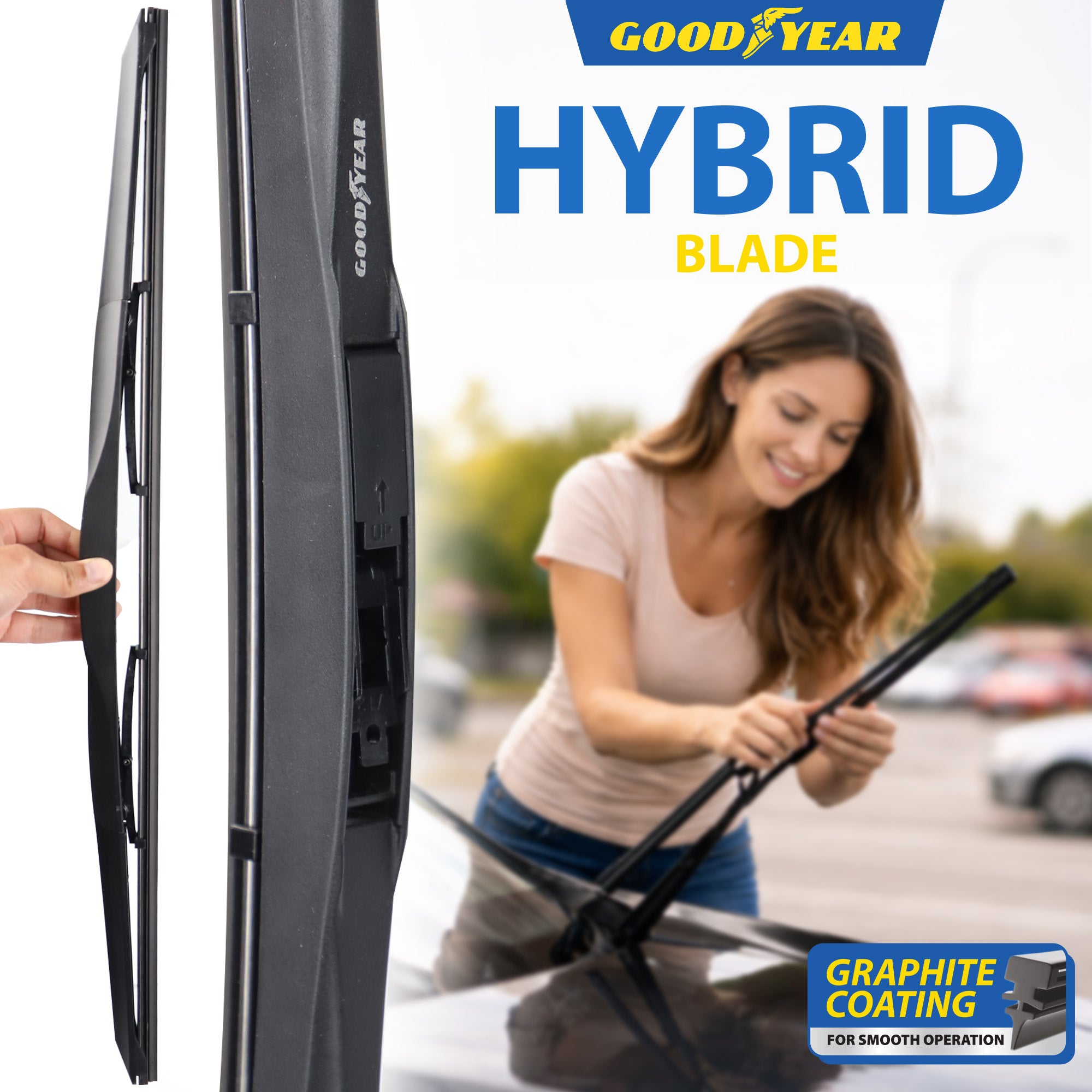 Goodyear Hybrid Windscreen Wiper Blades EasySnap Car Universal Replacement 28