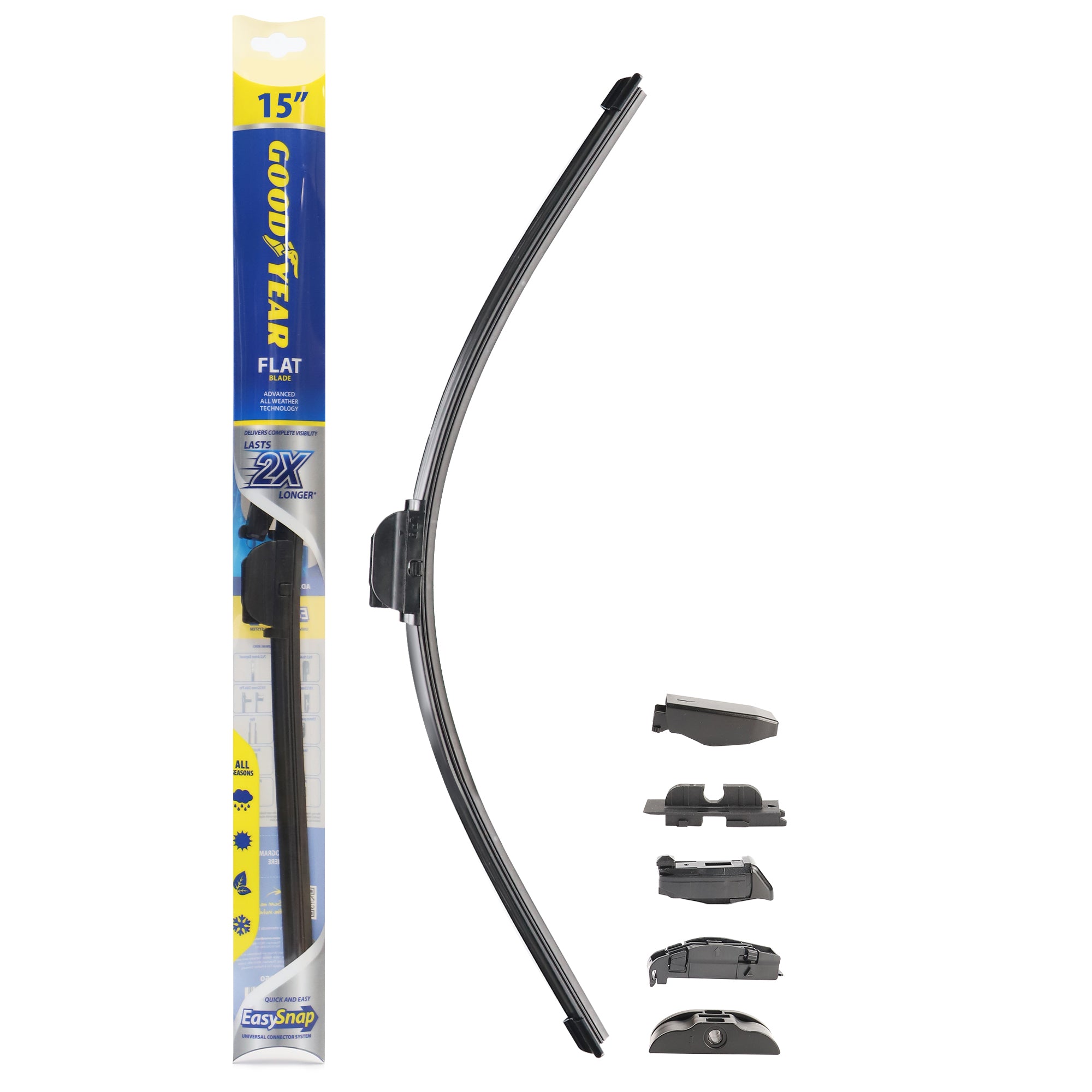 Goodyear Flat Windscreen Wiper Blades Car EasySnap Replacement Indicator 15