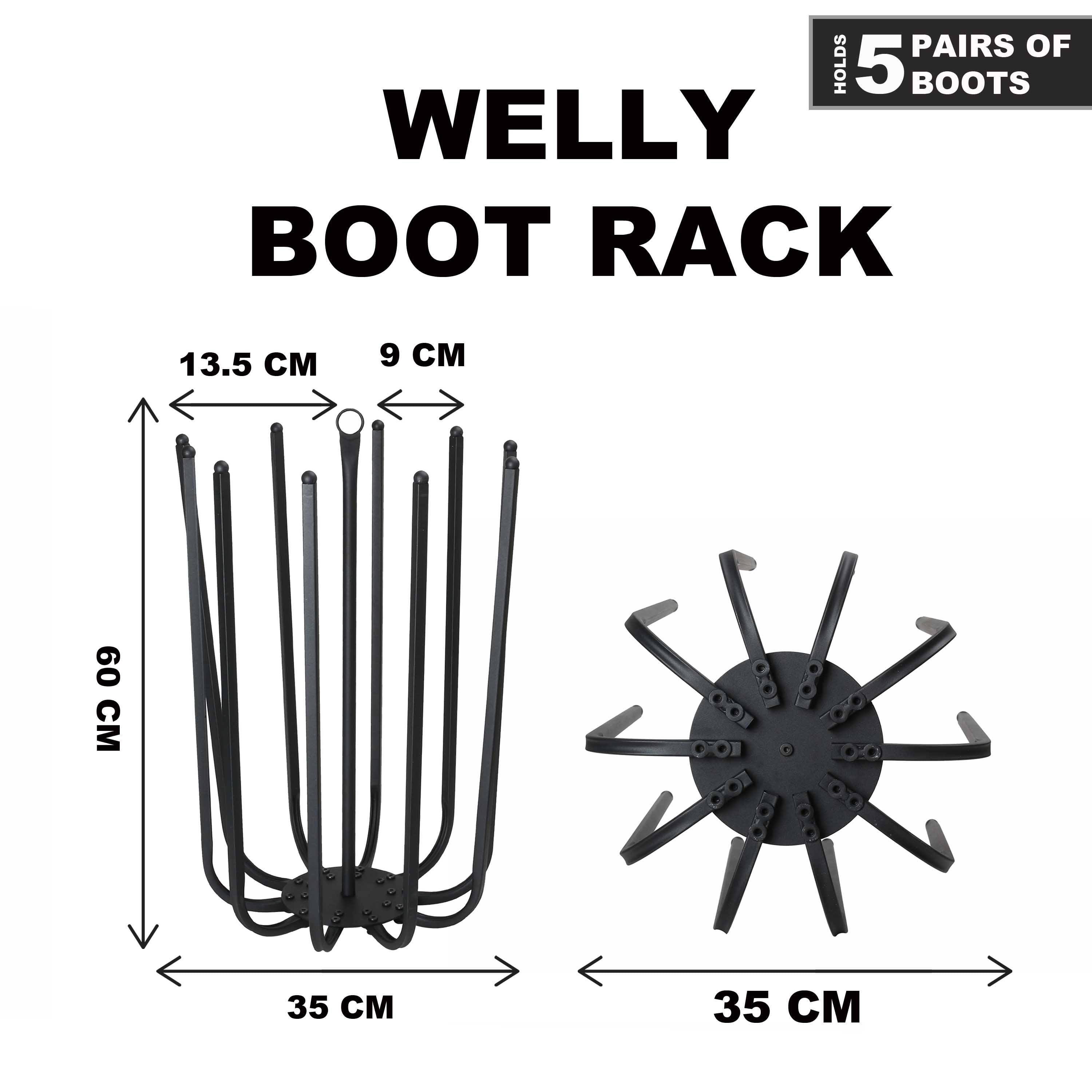 5 Pair Wellington Boot Shoe Rack Stand Storage Wellie Welly Holder Organizer