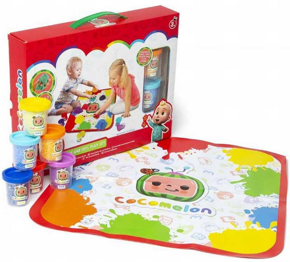 CoComelon Touch and Feel Play Set Tray Kids Sensory Dough Sand & Foam 3+ Gift