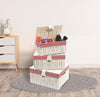 Set Of 3 Lined Wicker Basket Hamper With Lid Woven Xmas Storage Gift Box Resin