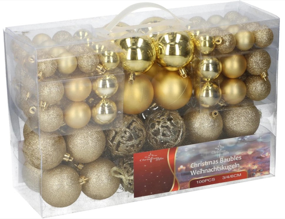 100pcs Christmas Decor Baubles Tree Xmas Balls Party Wedding Ornament Size 3/4/6