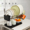 Dish Drying Rack 2 Tier Dish Drainer Storage with Drainboard for Knives Dishes