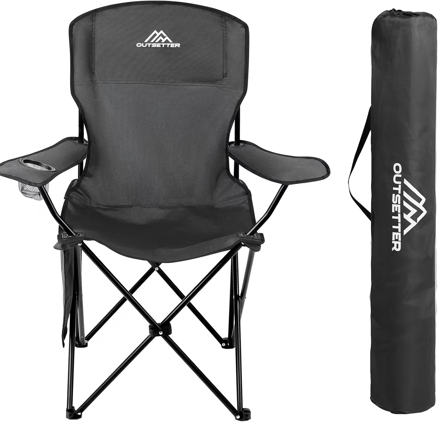 Camping Chair Lightweight Folding Portable with Cup Holder and Side Pocket Camp