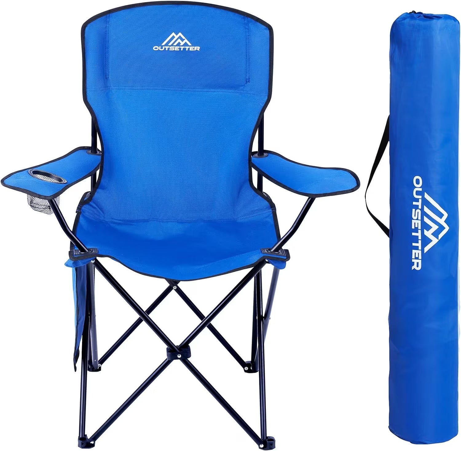 Camping Chair Lightweight Folding Portable with Cup Holder and Side Pocket Camp