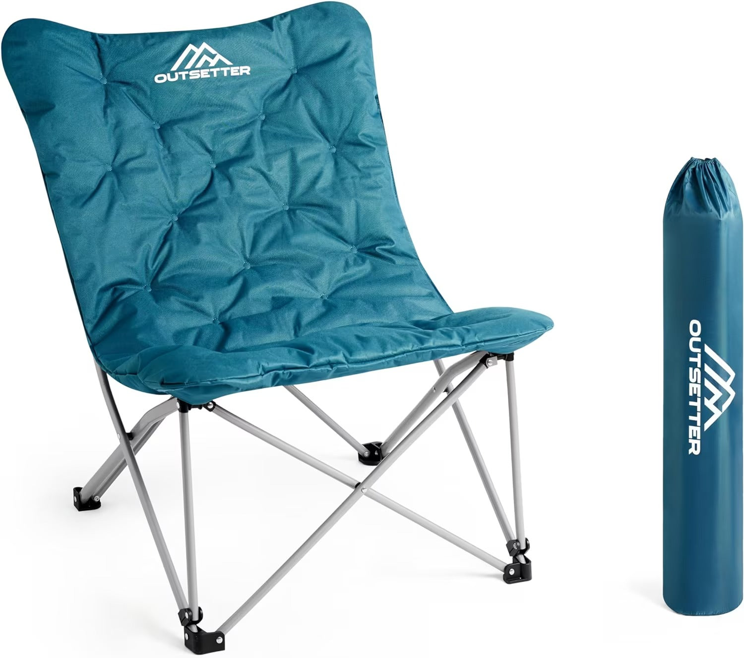 Adult Camping Garden Festival Folding Chair with Oversized Padded Comfy Cushion