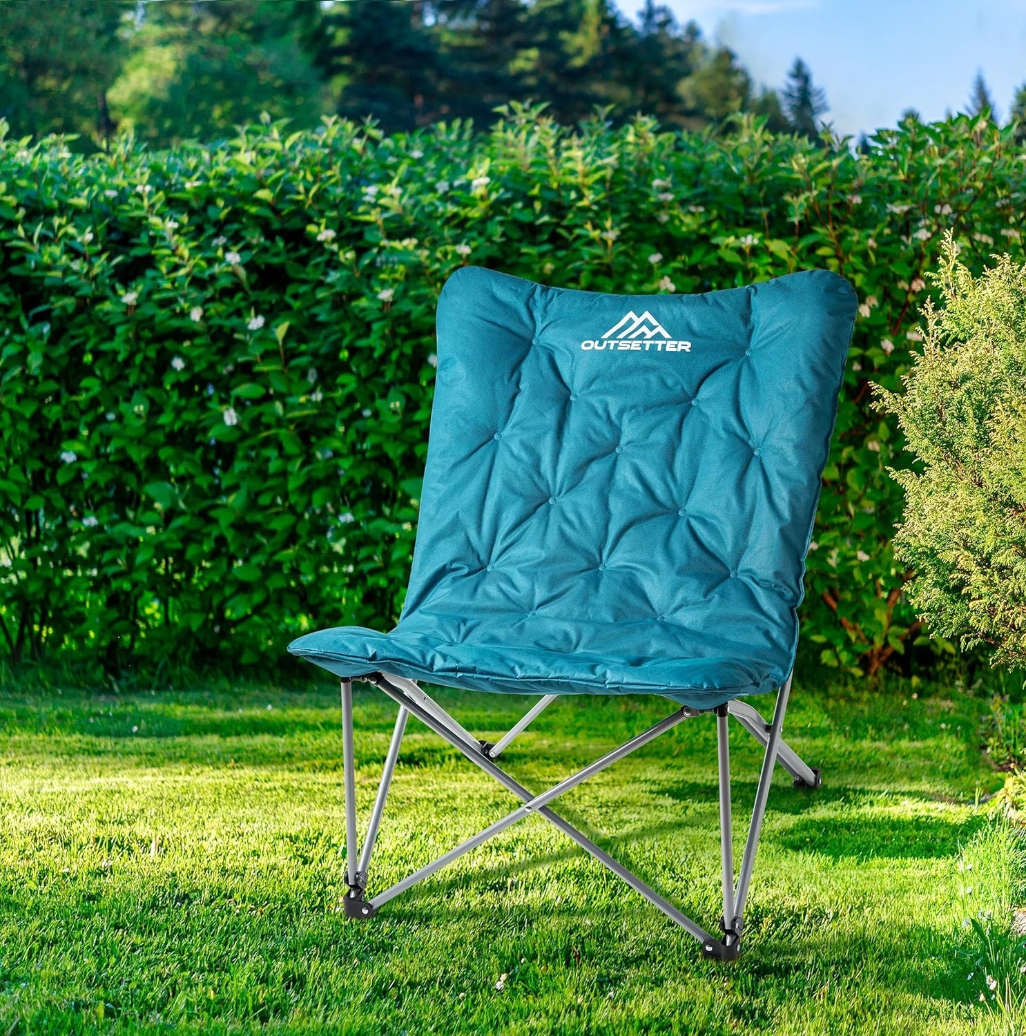 Adult Camping Garden Festival Folding Chair with Oversized Padded Comfy Cushion
