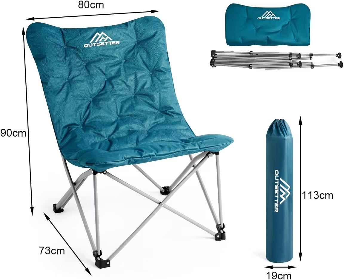 Adult Camping Garden Festival Folding Chair with Oversized Padded Comfy Cushion