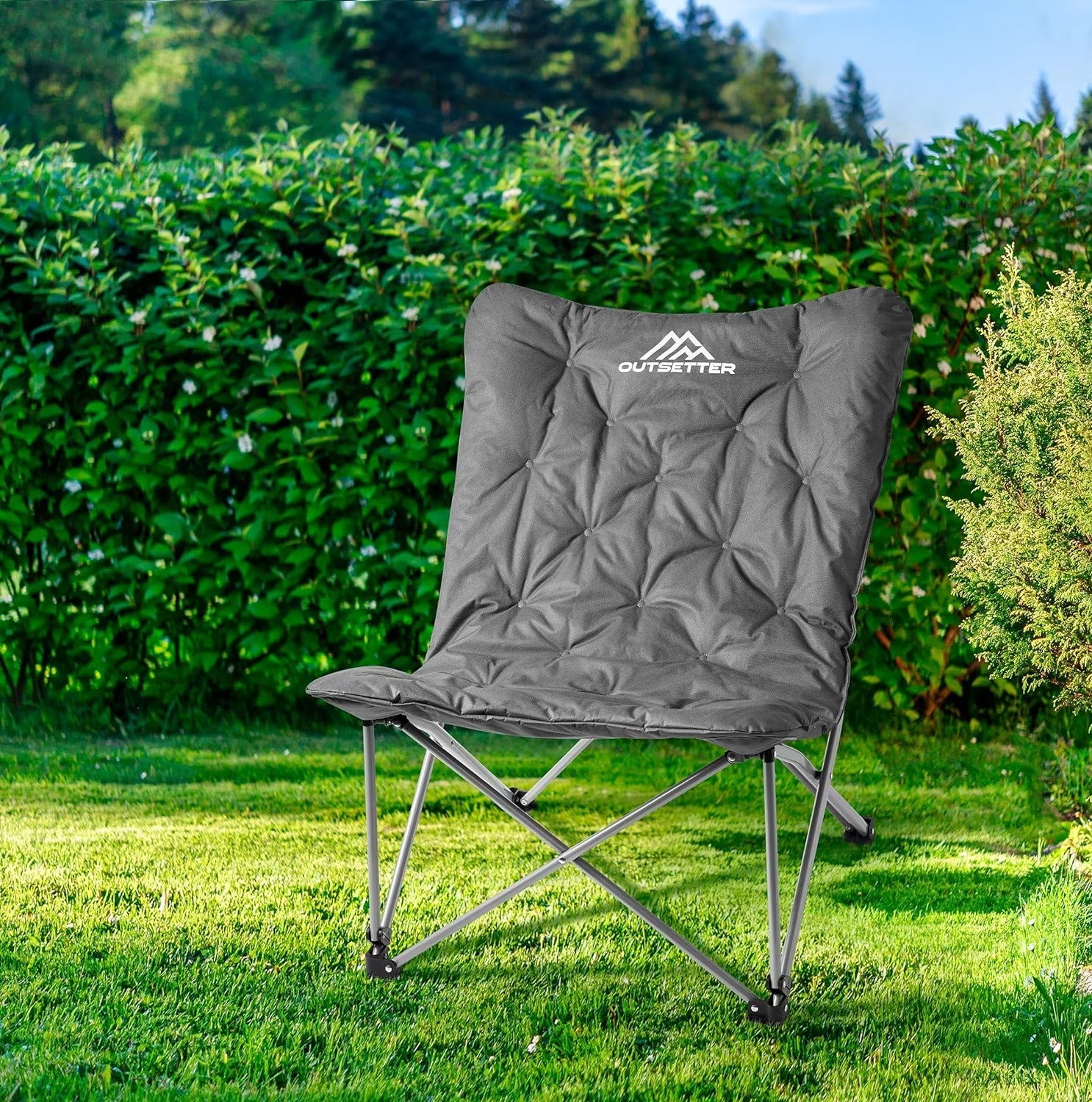 Adult Camping Garden Festival Folding Chair with Oversized Padded Comfy Cushion