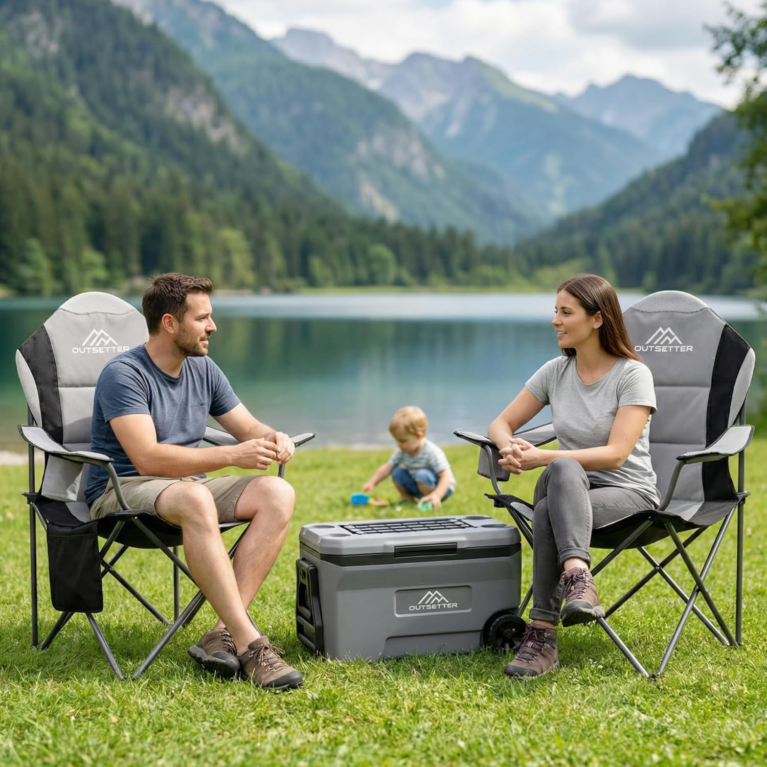 Folding Camping Chair High Back Padded with Cup Holder Side Pocket Portable