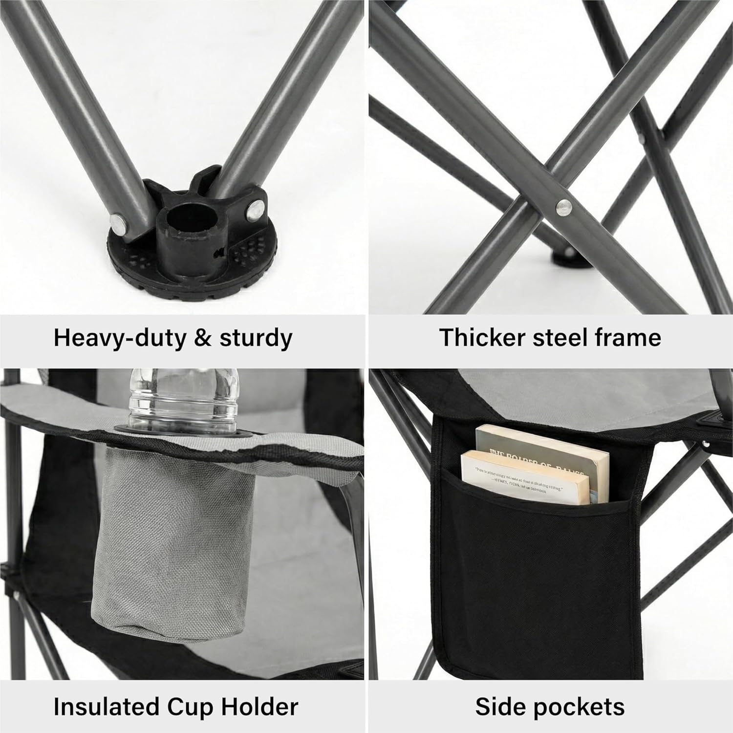 Folding Camping Chair High Back Padded with Cup Holder Side Pocket Portable