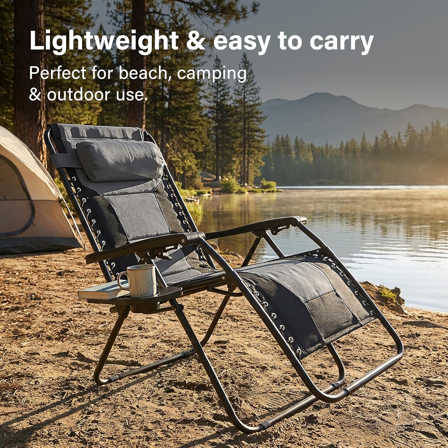 2Pcs Extra Wide Zero Gravity Chairs Luxury XXL Heavy Duty Padded Sun Lounger