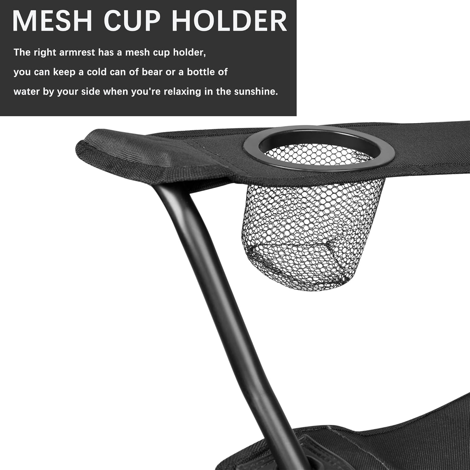 Set of 2 Camping Chairs Lightweight Folding Portable Arm Rest Outdoor Cup Holder