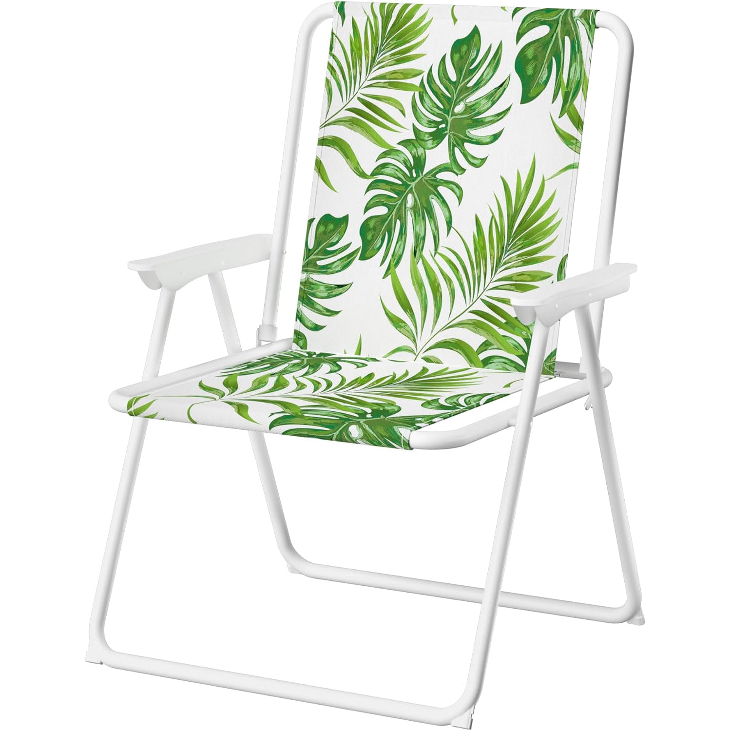 2 Pack Folding Beach Deck Chair with Armrests Portable Camping Garden Picnic