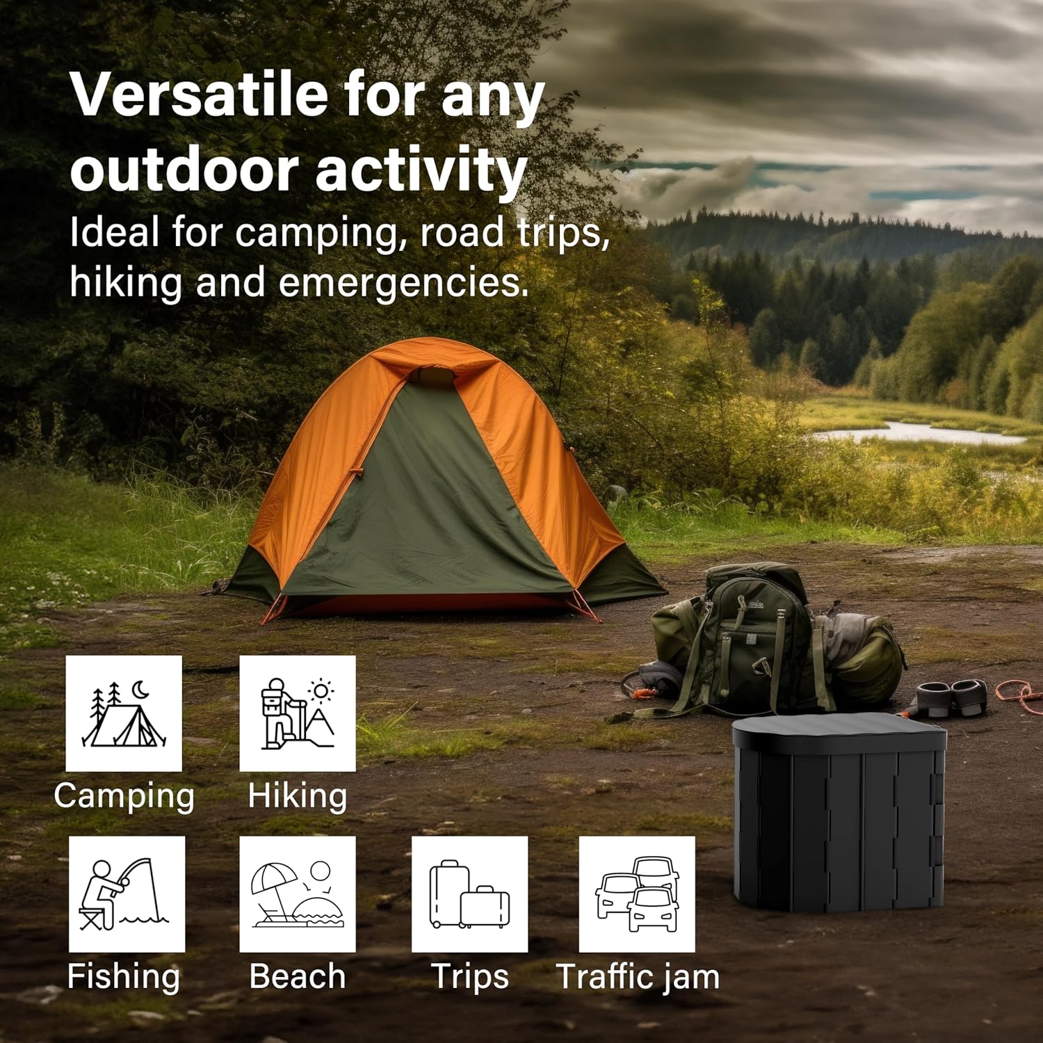 Foldable Toilet Compact Portable Toilet Potty Loo Seat Travel Camping Bucket