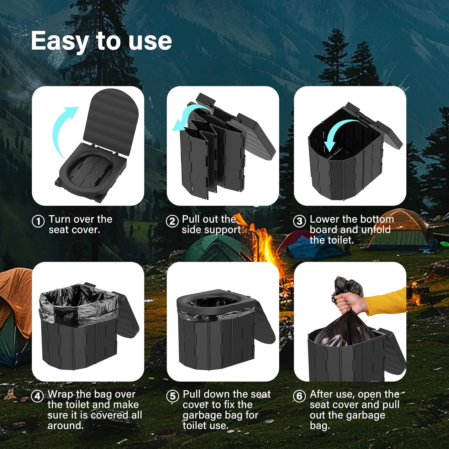 Foldable Toilet Compact Portable Toilet Potty Loo Seat Travel Camping Bucket