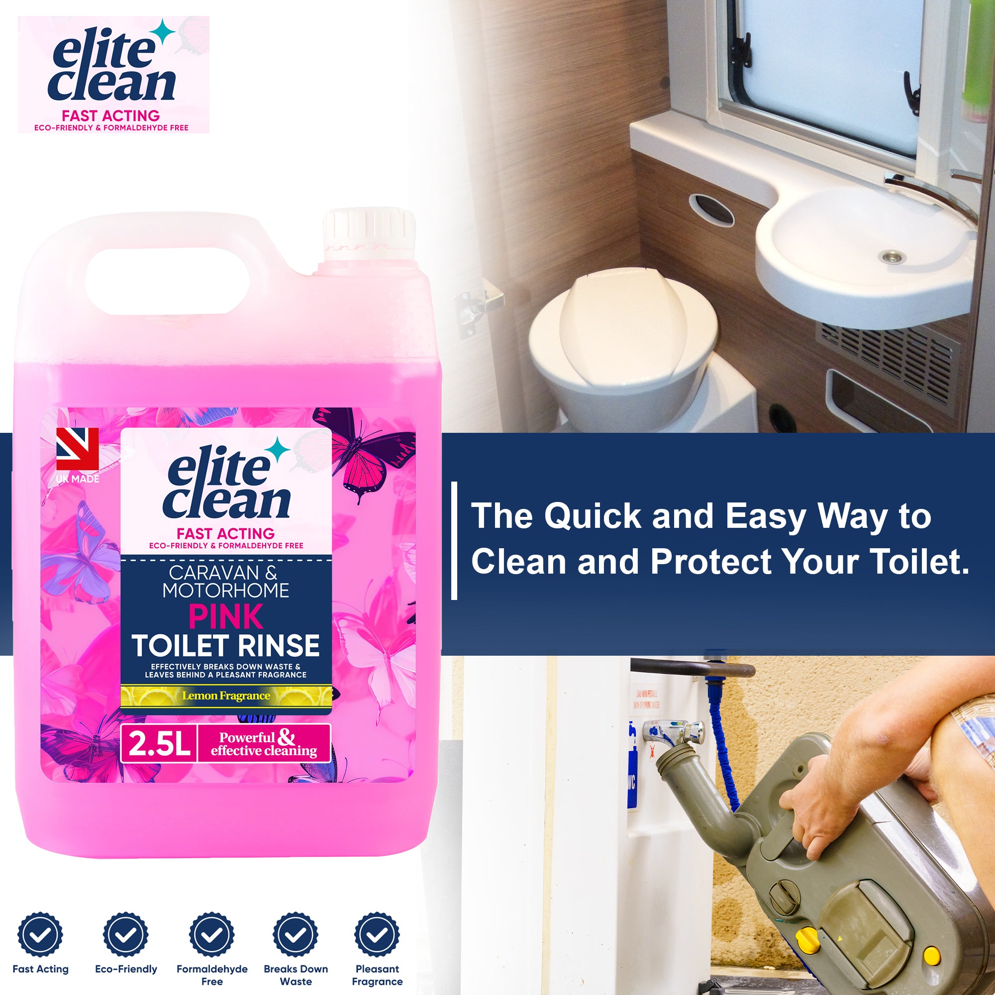 Caravan Toilet Chemical Blue Pink Rinse Fluid Solution Cleaner Caravan Motorhome