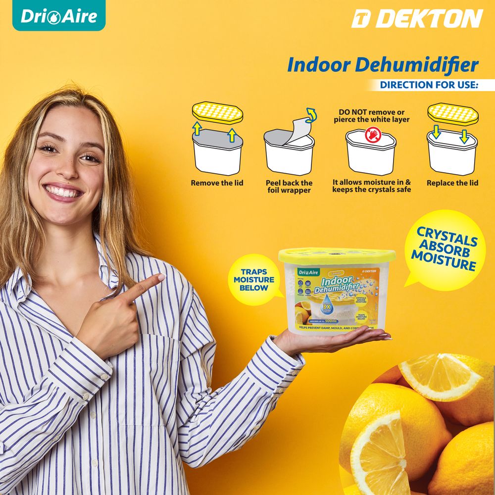 Dekton Dri Aire Indoor Dehumidifier Interior Damp Moisture Mould Mildew 500ml