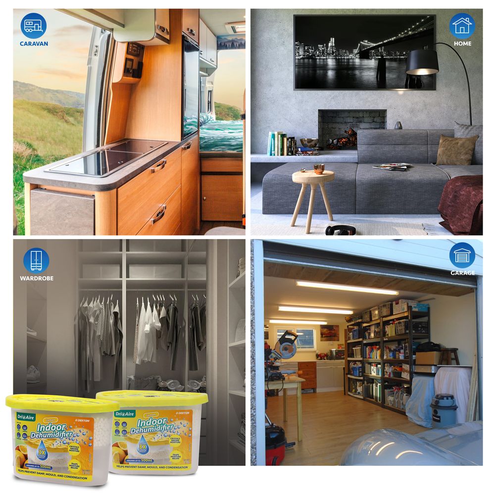 Dekton Dri Aire Indoor Dehumidifier Interior Damp Moisture Mould Mildew 500ml