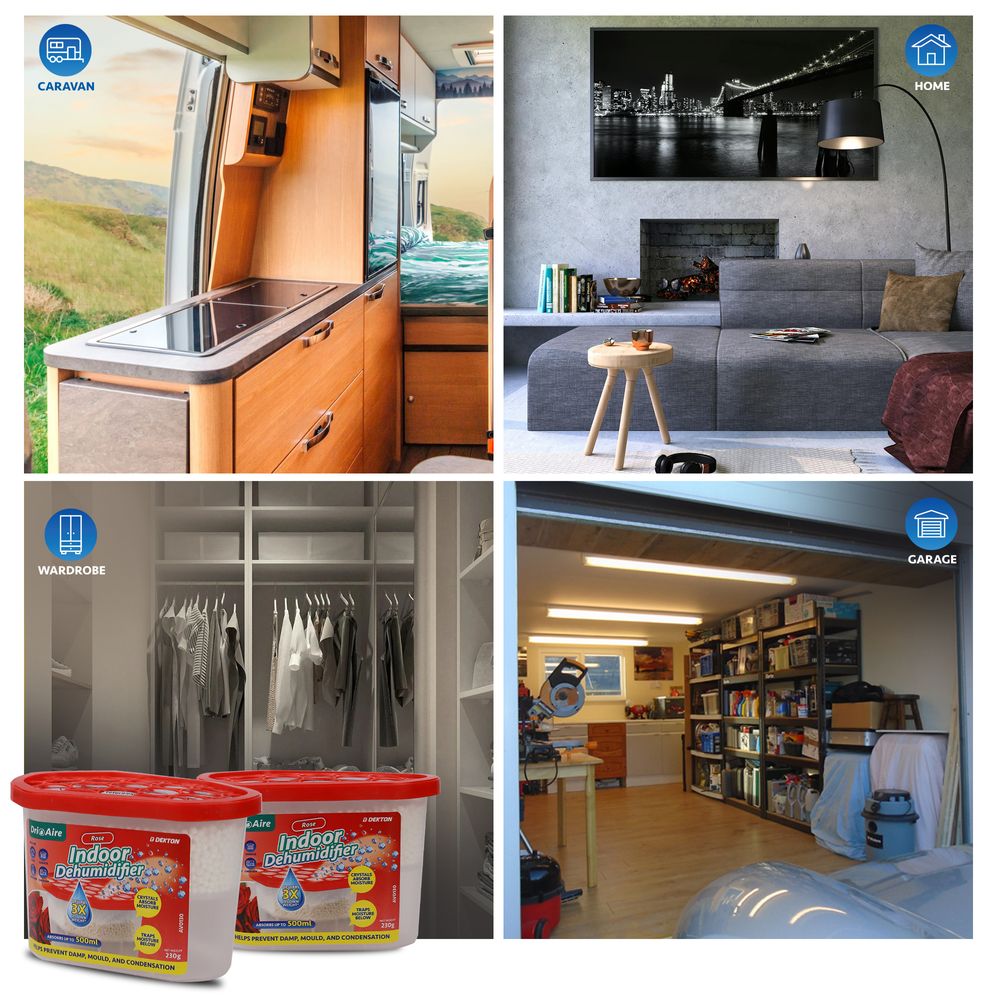 Dekton Dri Aire Indoor Dehumidifier Interior Damp Moisture Mould Mildew 500ml