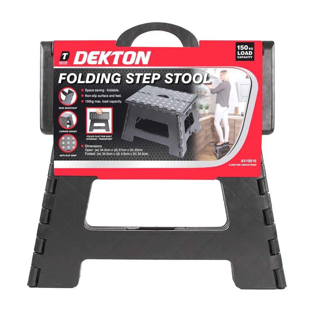 Dekton Folding Step Stool 150kg Max Anti Slip Home Workplace Aid Ladder Portable