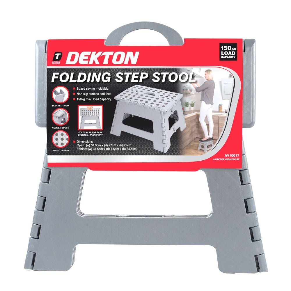 Dekton Folding Step Stool 150kg Max Anti Slip Home Workplace Aid Ladder Portable