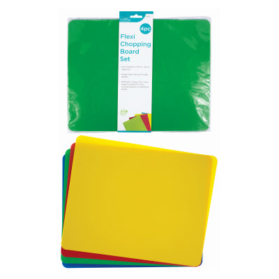 4Pcs Flexible Chopping Boards Set Flexi Coloured Cutting Sheets Mats Kitchen