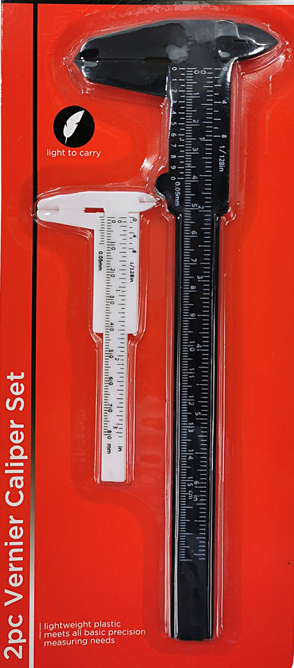 2Pc Plastic Vernier Calliper Set Diameter Measuring Gauge Tool Ruler 3'' 6'' UK