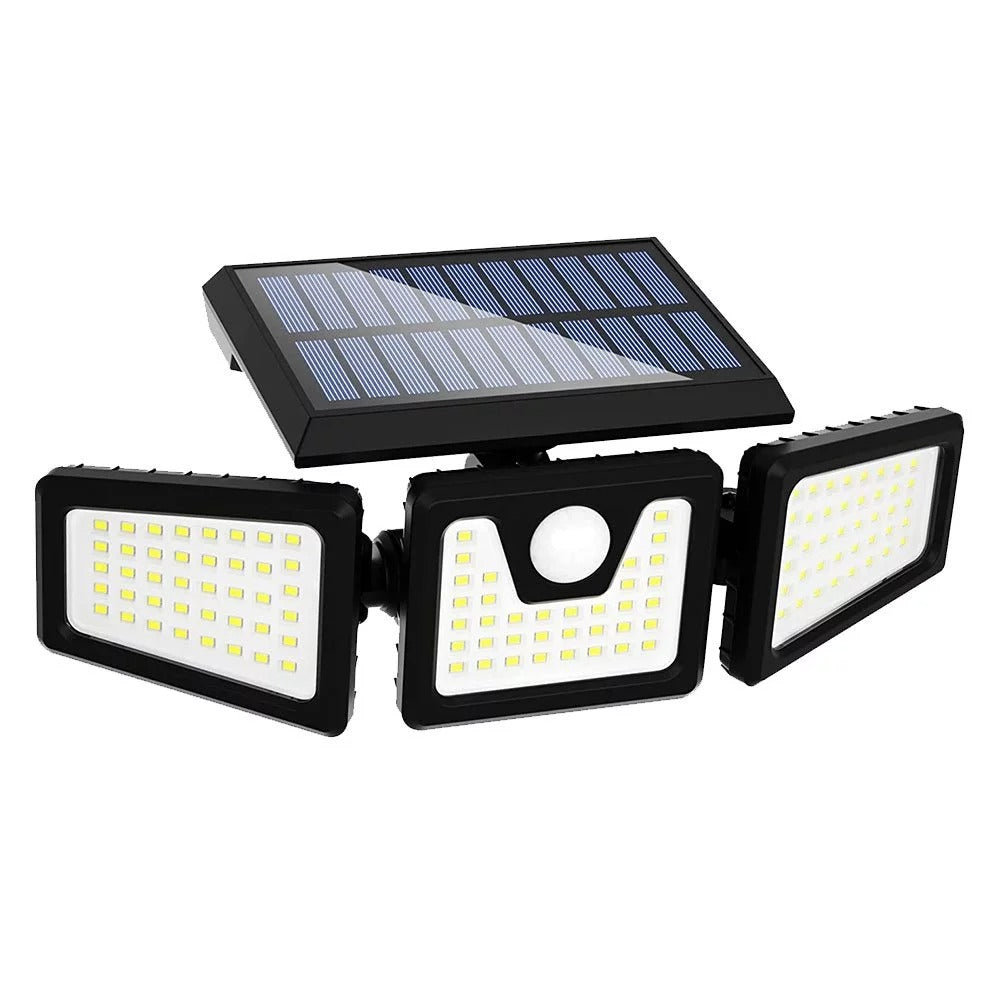 3 Head 74 LED SMD Solar Security Light PIR Motion Sensor 600Lumens IP44 Outdoor