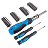 31pc Chrome Vanadium Ratchet Screwdriver Soft Handle Slotted Cross Multi Kit Set