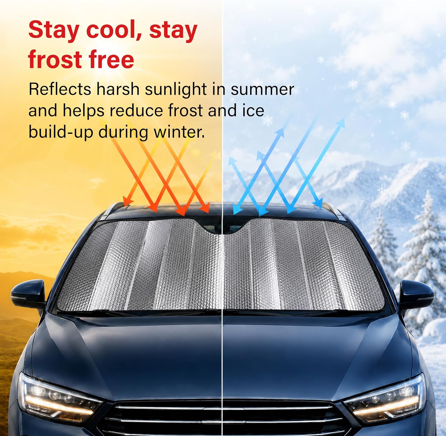 Windshield Sun Shade Frost Protector Foldable Cover Shield UV Protection 130cm