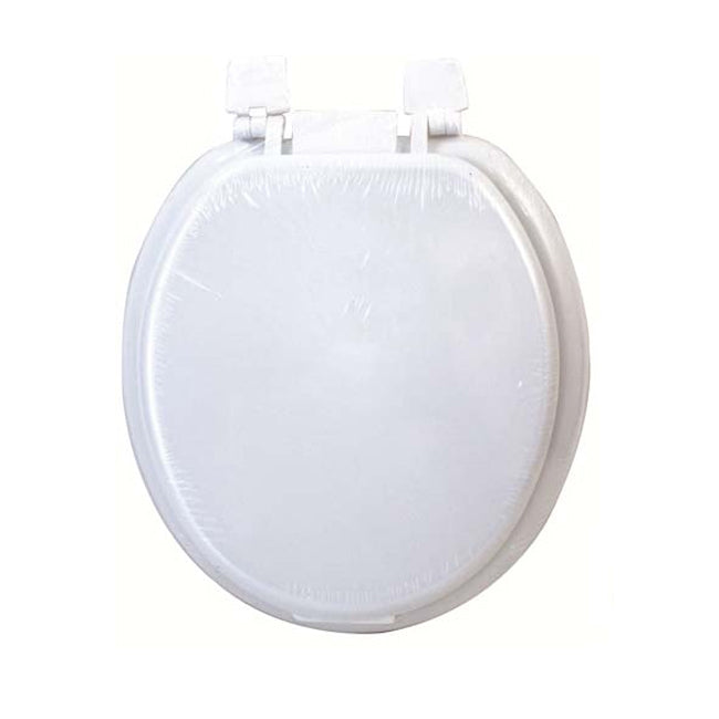 Toilet Seat White Wooden MDF WC Loo Toilet Seat Heavy-Duty Strong Plastic Hinges