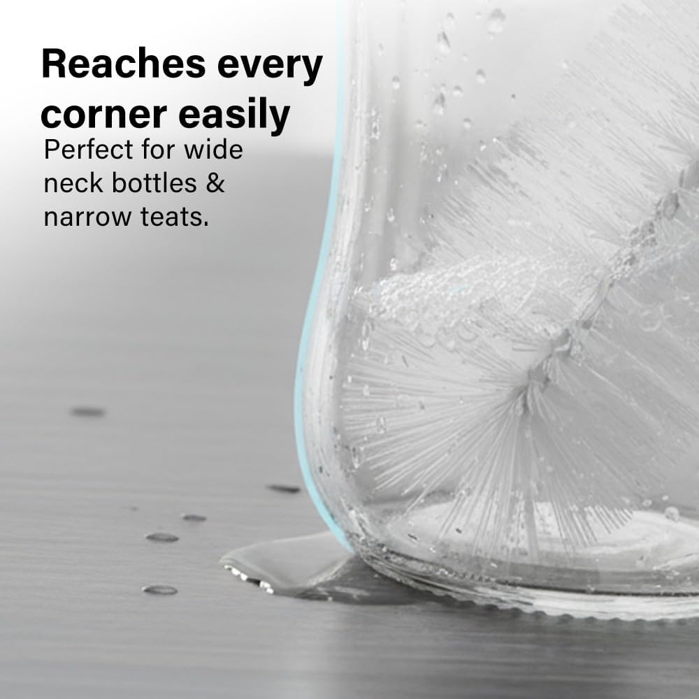 2 In 1 Bottle And Teat Brush With Soft Nylon Bristles And Non Slip Handle