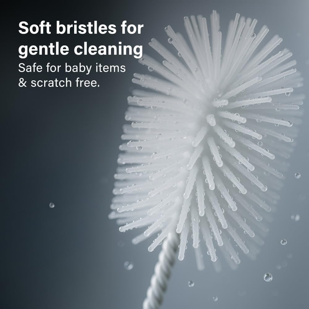 2 In 1 Bottle And Teat Brush With Soft Nylon Bristles And Non Slip Handle
