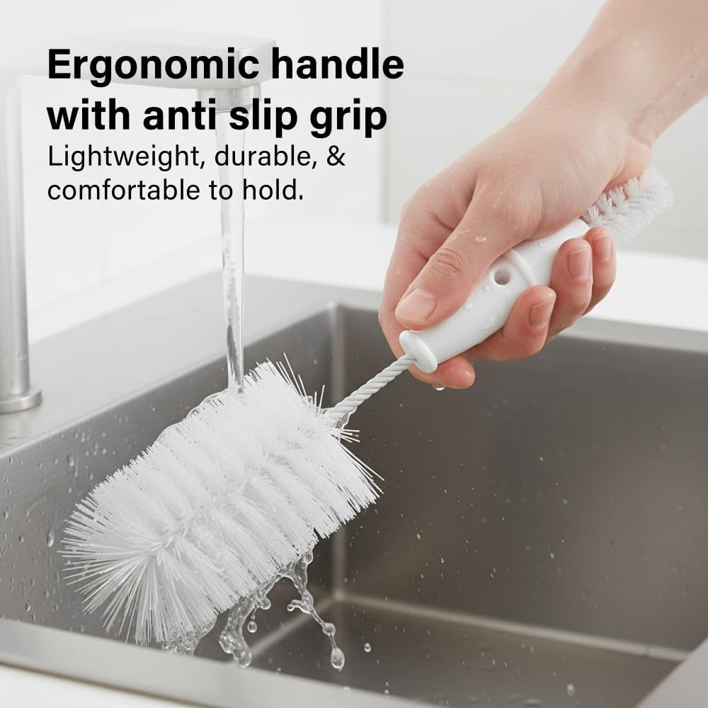 2 In 1 Bottle And Teat Brush With Soft Nylon Bristles And Non Slip Handle