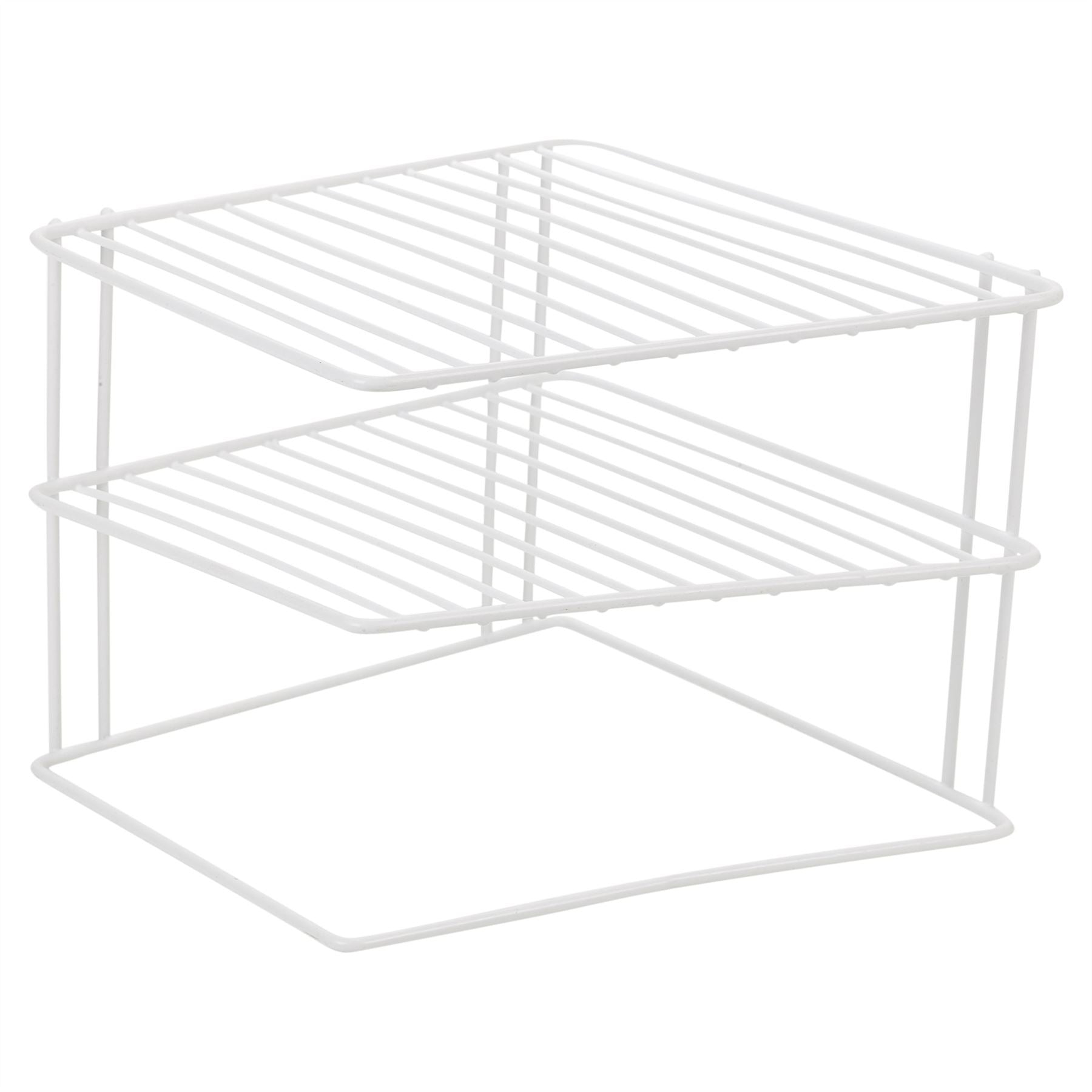 3 Tier Kitchen Corner Shelf Storage Rack Organiser Metal Wire Plate Cupboard Tid