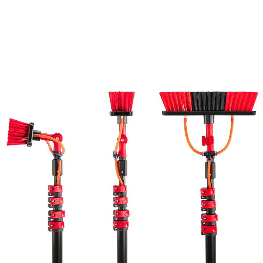 4.6M Triple Telescopic Window Washing Brush Kit Cleaning Extendable Pole Hose